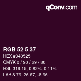 Color code: RGB 52 5 37 | qconv.com