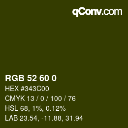 カラーコード: RGB 52 60 0 | qconv.com