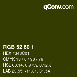 颜色代码: RGB 52 60 1 | qconv.com