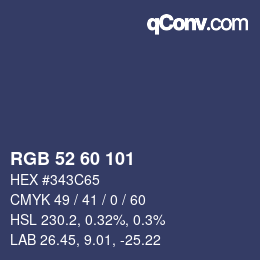 カラーコード: RGB 52 60 101 | qconv.com