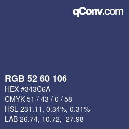 Color code: RGB 52 60 106 | qconv.com