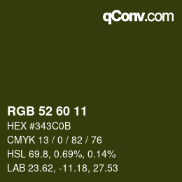 カラーコード: RGB 52 60 11 | qconv.com