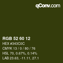 颜色代码: RGB 52 60 12 | qconv.com