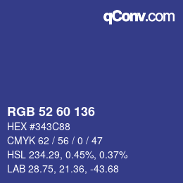 カラーコード: RGB 52 60 136 | qconv.com