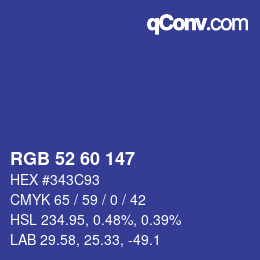 颜色代码: RGB 52 60 147 | qconv.com