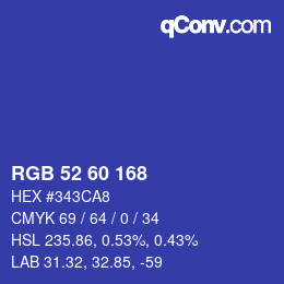 カラーコード: RGB 52 60 168 | qconv.com