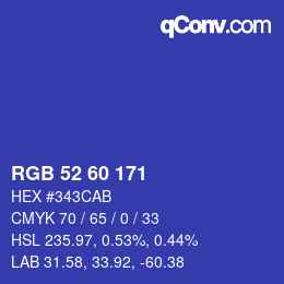 カラーコード: RGB 52 60 171 | qconv.com