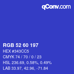 颜色代码: RGB 52 60 197 | qconv.com