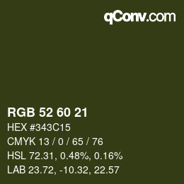 カラーコード: RGB 52 60 21 | qconv.com