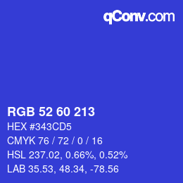 カラーコード: RGB 52 60 213 | qconv.com