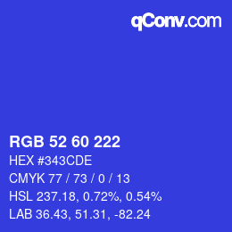 カラーコード: RGB 52 60 222 | qconv.com