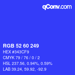 カラーコード: RGB 52 60 249 | qconv.com