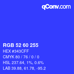 颜色代码: RGB 52 60 255 | qconv.com