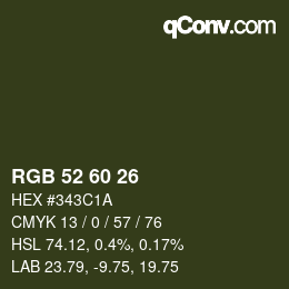 カラーコード: RGB 52 60 26 | qconv.com