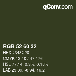颜色代码: RGB 52 60 32 | qconv.com