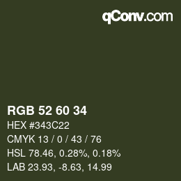 カラーコード: RGB 52 60 34 | qconv.com