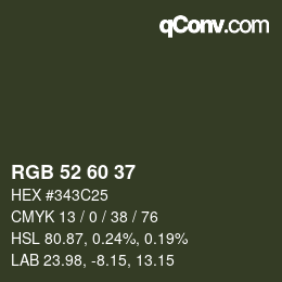 颜色代码: RGB 52 60 37 | qconv.com