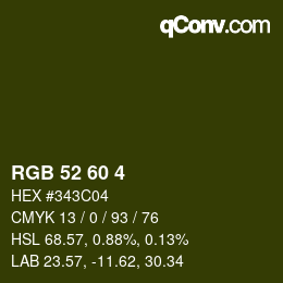 カラーコード: RGB 52 60 4 | qconv.com