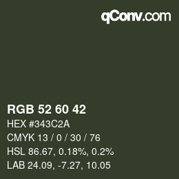 颜色代码: RGB 52 60 42 | qconv.com