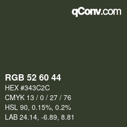 颜色代码: RGB 52 60 44 | qconv.com