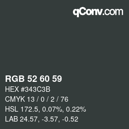 カラーコード: RGB 52 60 59 | qconv.com