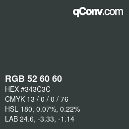 カラーコード: RGB 52 60 60 | qconv.com