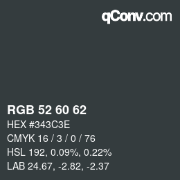 颜色代码: RGB 52 60 62 | qconv.com