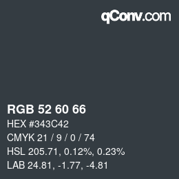 颜色代码: RGB 52 60 66 | qconv.com
