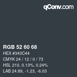 Color code: RGB 52 60 68 | qconv.com
