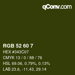 颜色代码: RGB 52 60 7 | qconv.com