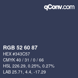 カラーコード: RGB 52 60 87 | qconv.com