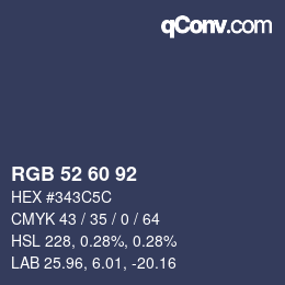 颜色代码: RGB 52 60 92 | qconv.com