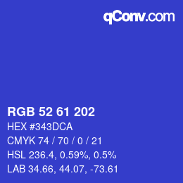 Color code: RGB 52 61 202 | qconv.com