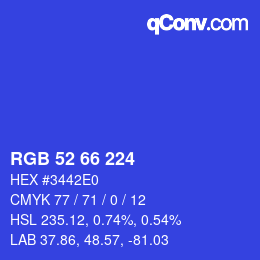 颜色代码: RGB 52 66 224 | qconv.com
