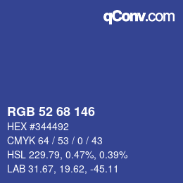 Color code: RGB 52 68 146 | qconv.com