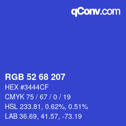 Farbcode: RGB 52 68 207 | qconv.com