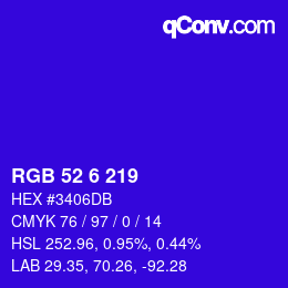 颜色代码: RGB 52 6 219 | qconv.com