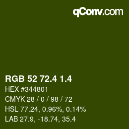 カラーコード: RGB 52 72.4 1.4 | qconv.com