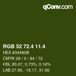 カラーコード: RGB 52 72.4 11.4 | qconv.com