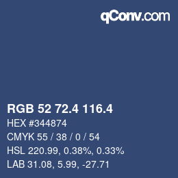 カラーコード: RGB 52 72.4 116.4 | qconv.com