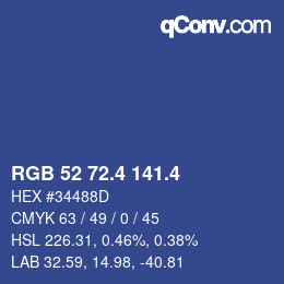 カラーコード: RGB 52 72.4 141.4 | qconv.com
