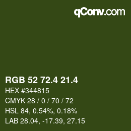 カラーコード: RGB 52 72.4 21.4 | qconv.com