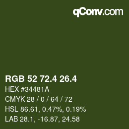 カラーコード: RGB 52 72.4 26.4 | qconv.com