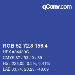 カラーコード: RGB 52 72.8 156.4 | qconv.com