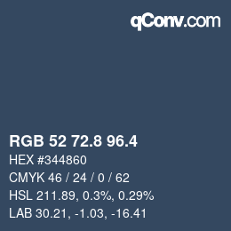 カラーコード: RGB 52 72.8 96.4 | qconv.com