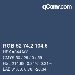 カラーコード: RGB 52 74.2 104.6 | qconv.com