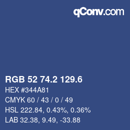 カラーコード: RGB 52 74.2 129.6 | qconv.com