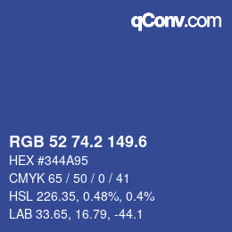 カラーコード: RGB 52 74.2 149.6 | qconv.com