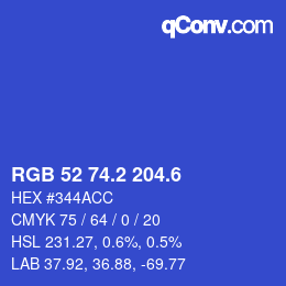 カラーコード: RGB 52 74.2 204.6 | qconv.com