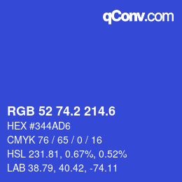 カラーコード: RGB 52 74.2 214.6 | qconv.com